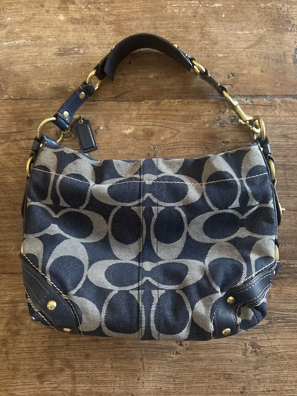 Vintage Y2K Karly 12578 Coach Purse with Monogram gold accessories